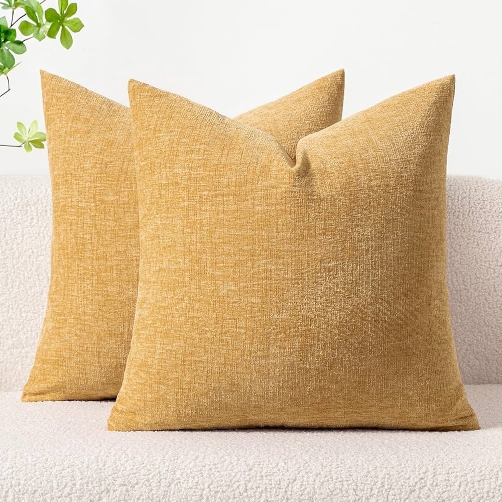 MIULEE Pack of 2 Couch Throw Pillow Covers 18x18 Inch Soft Yellow  Pillow Cases